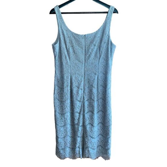 Alex Evenings Dress Size 12 Silver 2 PC Midi Lace Sparkle Sheath Jacket - Picture 7 of 16